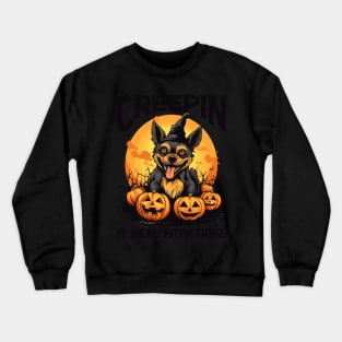 Creepin' It Real with Dog Witches Crewneck Sweatshirt